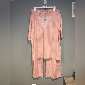 Pajamagram Women's Naturally Nude SS Pajamas Light Pink Geo Print Size XL